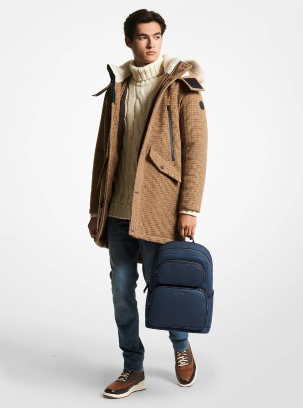 Panske Batohy Michael Kors Cooper Pebbled Leather Námornícka Modrá - Tasky Michael Kors Akcia | FLHNW-8571